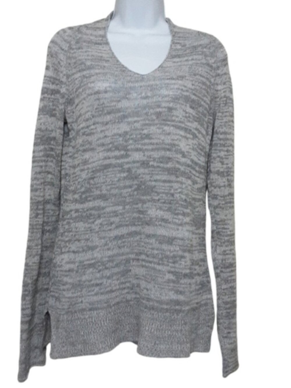 Isda & Co Sweater women M pull on gray cashmere wool lagenlook soft retro casual